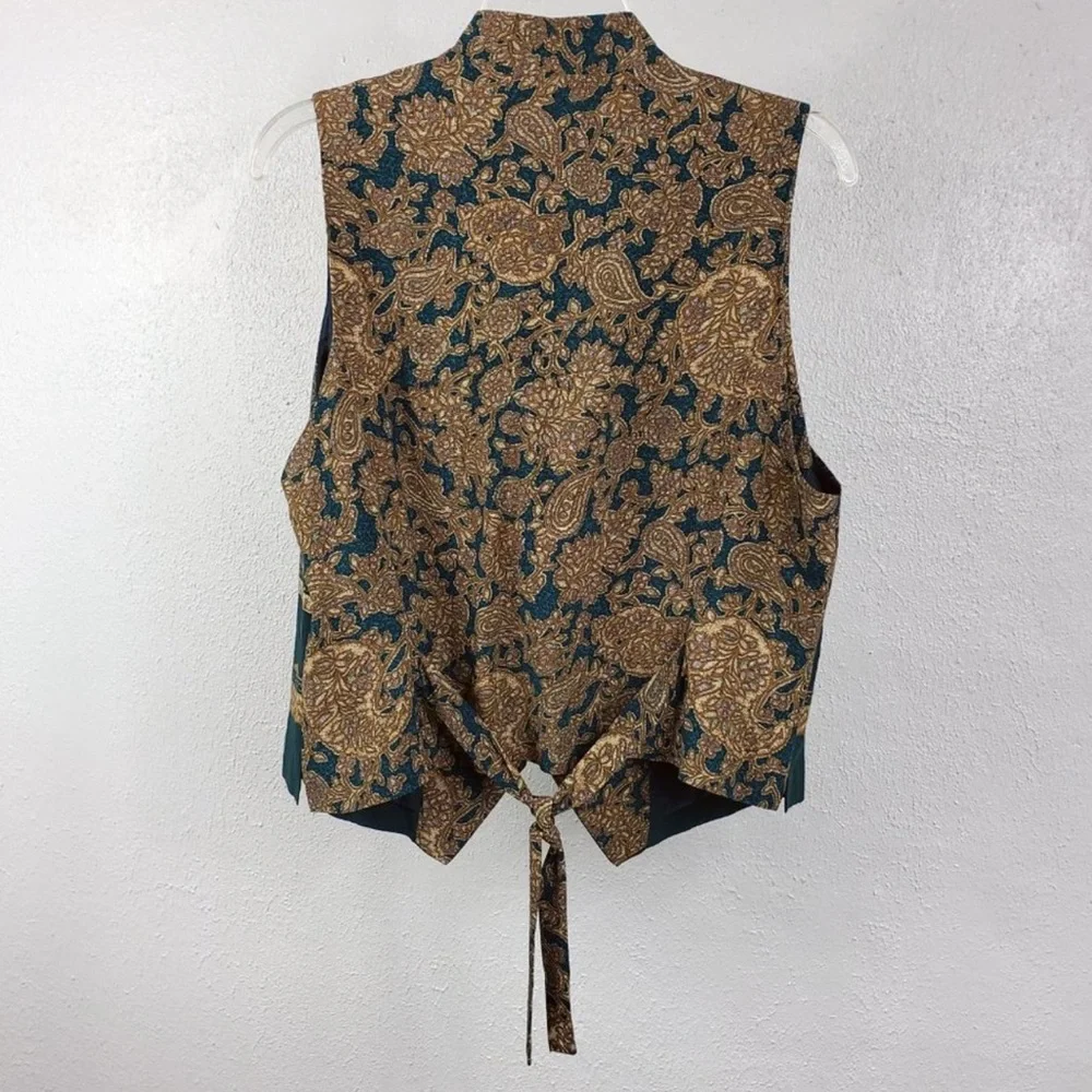 Norton Mcnaughton Vintage Forest Green & Gold Woman’s Sarong & Vest Suit Set - Picture 6 of 16